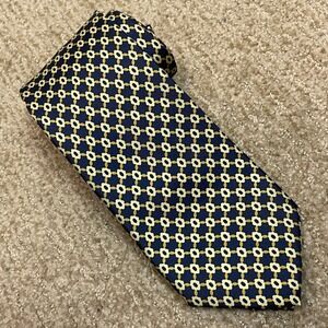 Kent & Curwen Blue Geometric Silk Necktie Mens Classic Business‎ Old Money